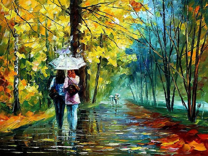Couple Walking in Park — Yellow