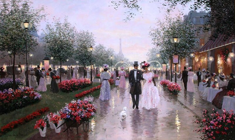 Couple Walking in Rain — Pink