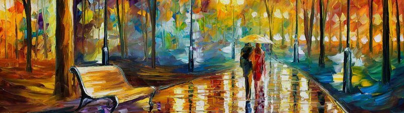 Couple Walking in Rain — Yellow, Serene, Autumn