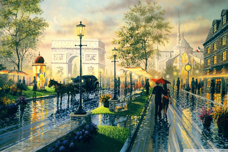 Couple Walking in Rain — Yellow