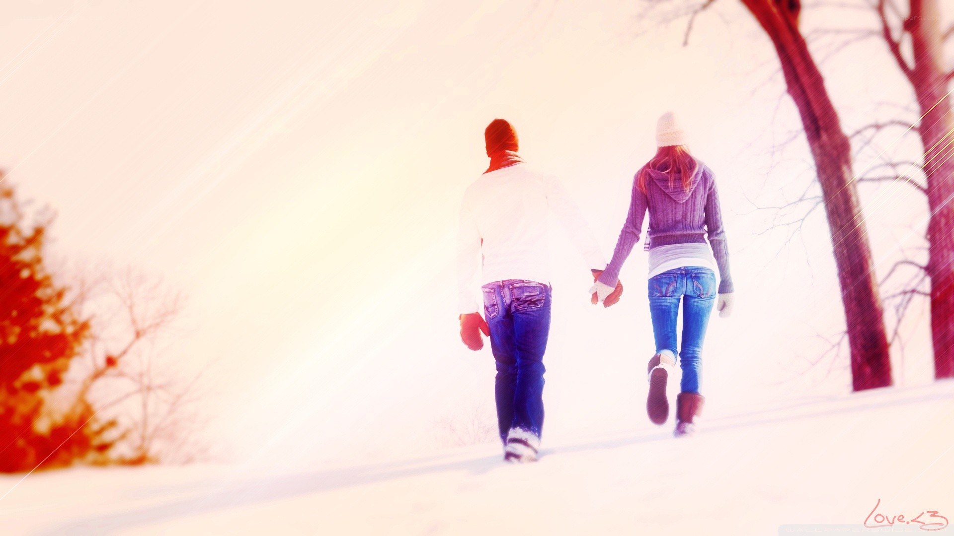 couple walking in snow