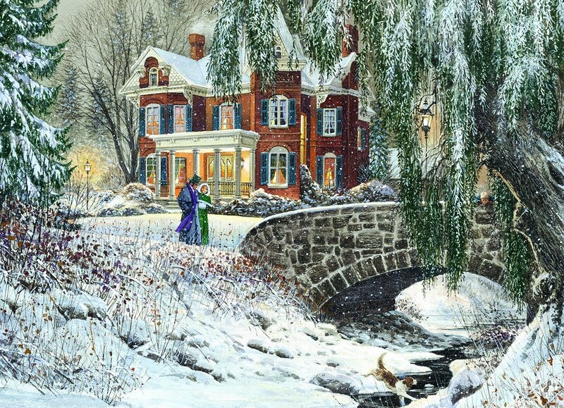 Couple Walking in Snow — White, Peaceful, Winter