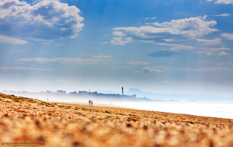 Couple Walking on Beach — Blue, Serene, Afternoon, Photograph, Lighthouse
