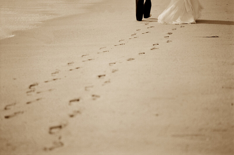 Couple Walking on Beach — Brown