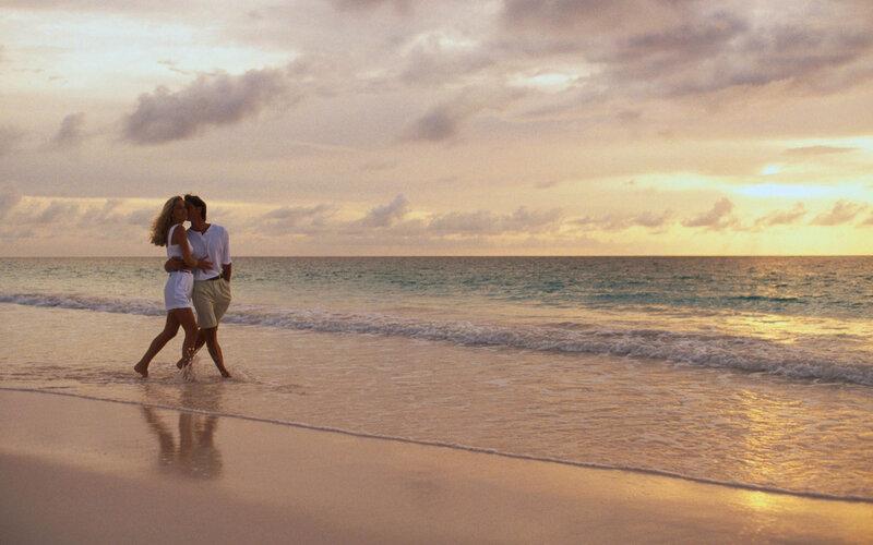 Couple Walking on Beach — Gold