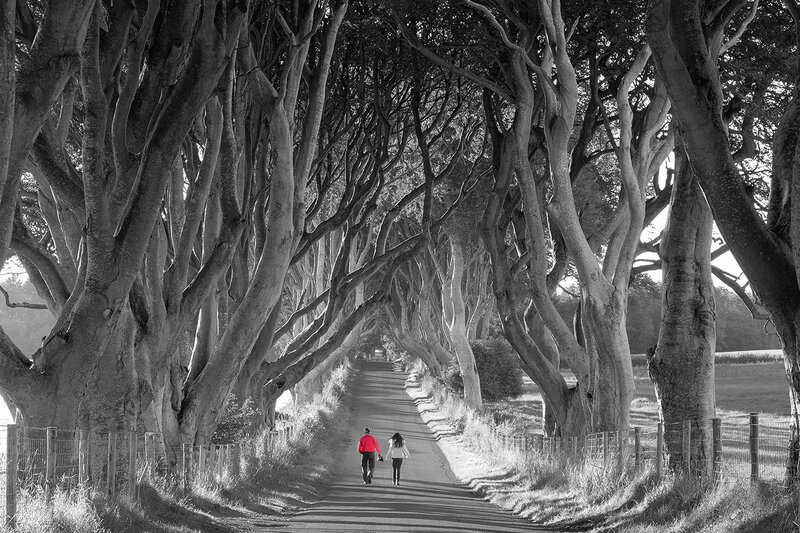 Couple Walking on Path — Black