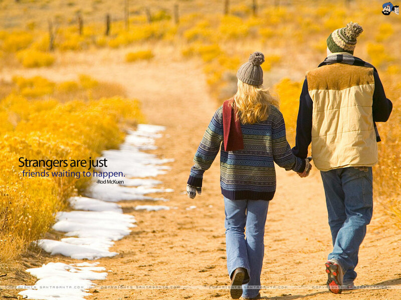 Couple Walking on Path — Brown