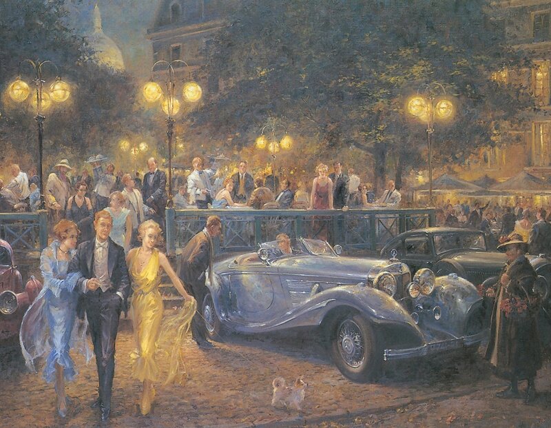 Couple Walking on Street — Blue, Lively