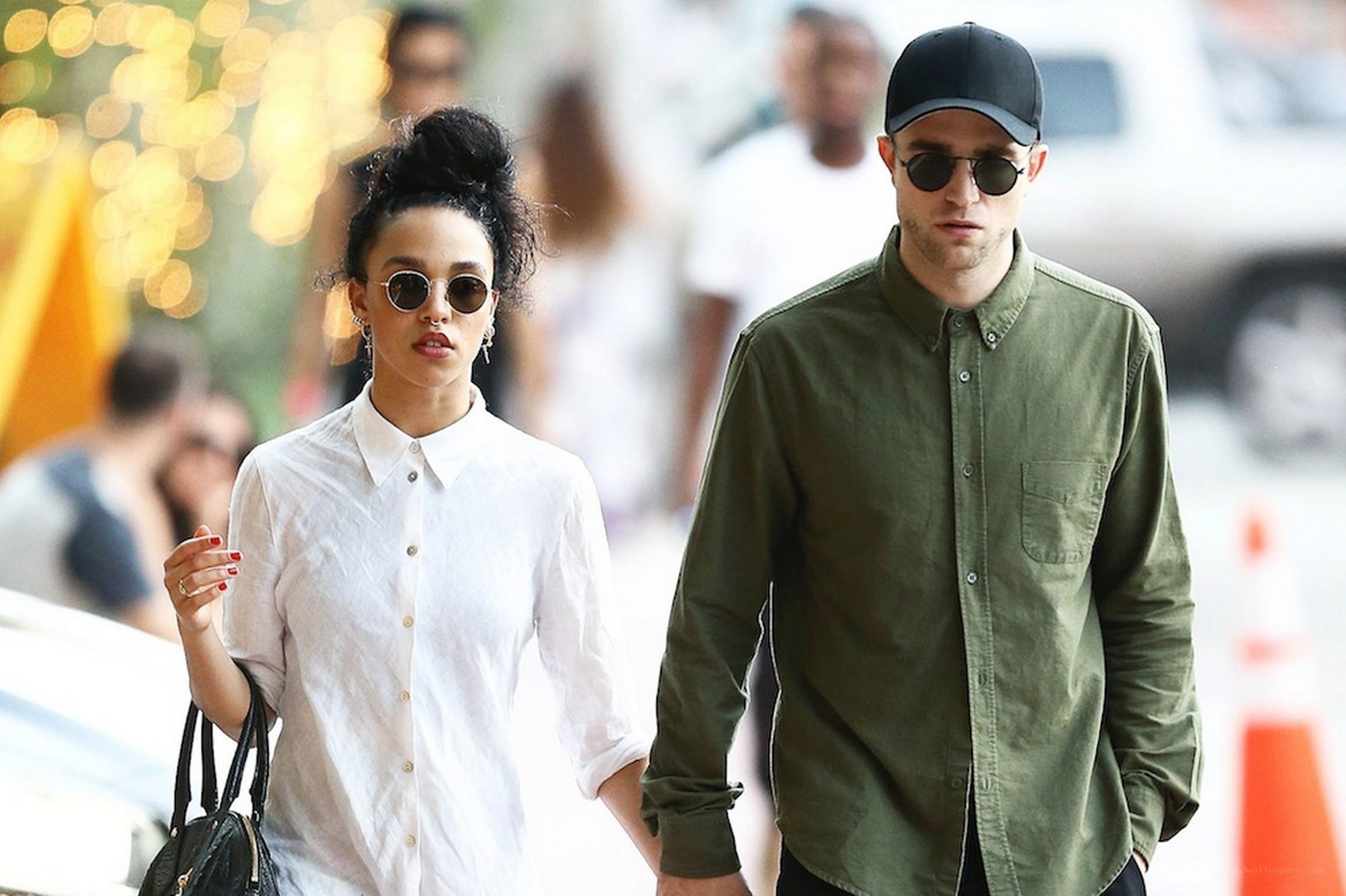 Couple walking on street