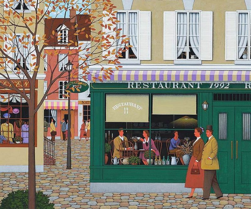 Couple Walking Past Restaurant