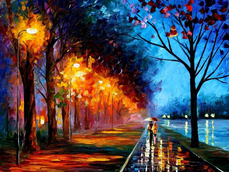 Couple Walking with Umbrella
