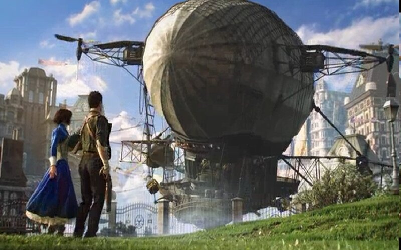 Couple Watching Airship
