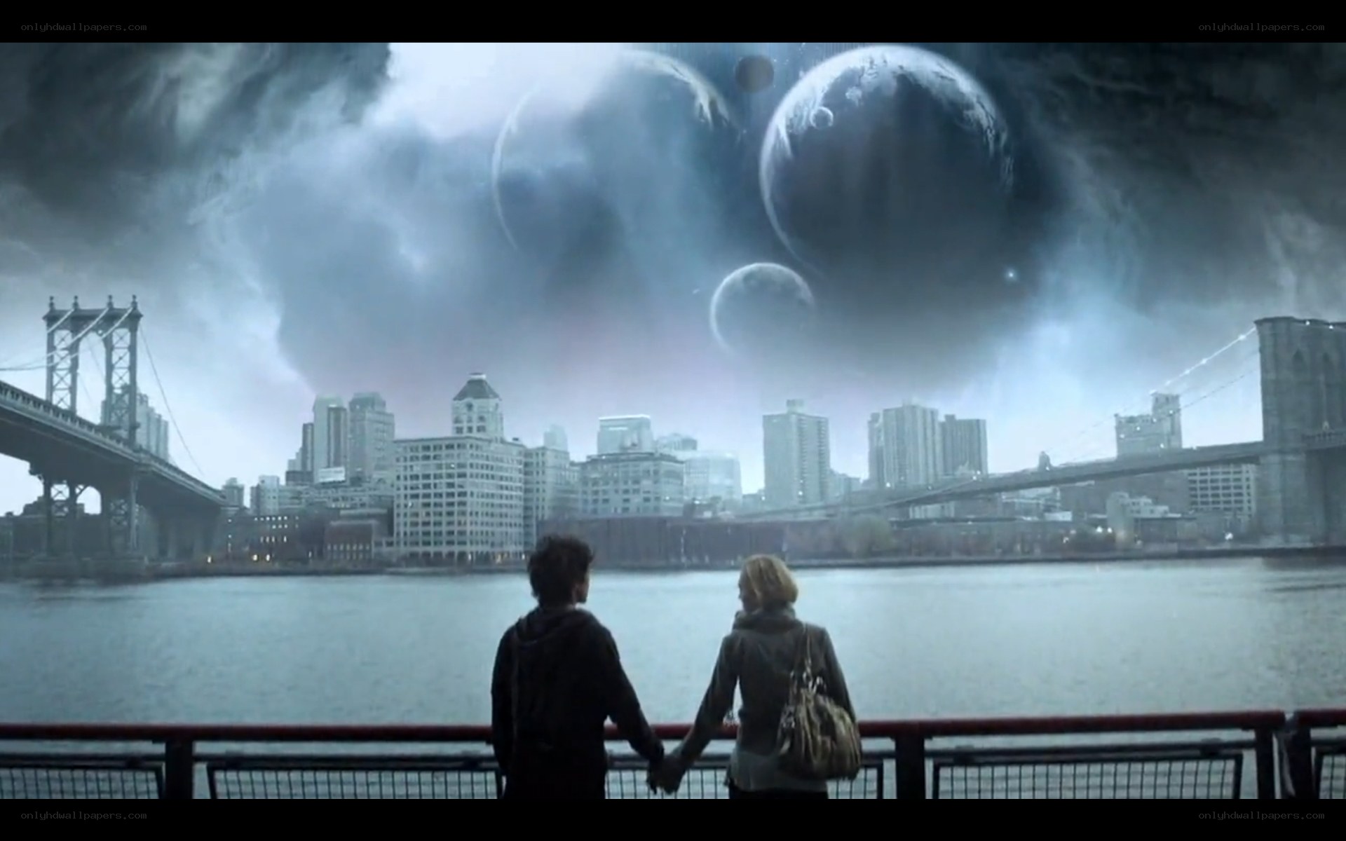 Couple watching alien sky