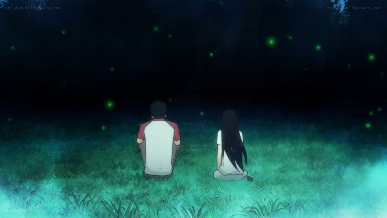 couple watching fireflies at night