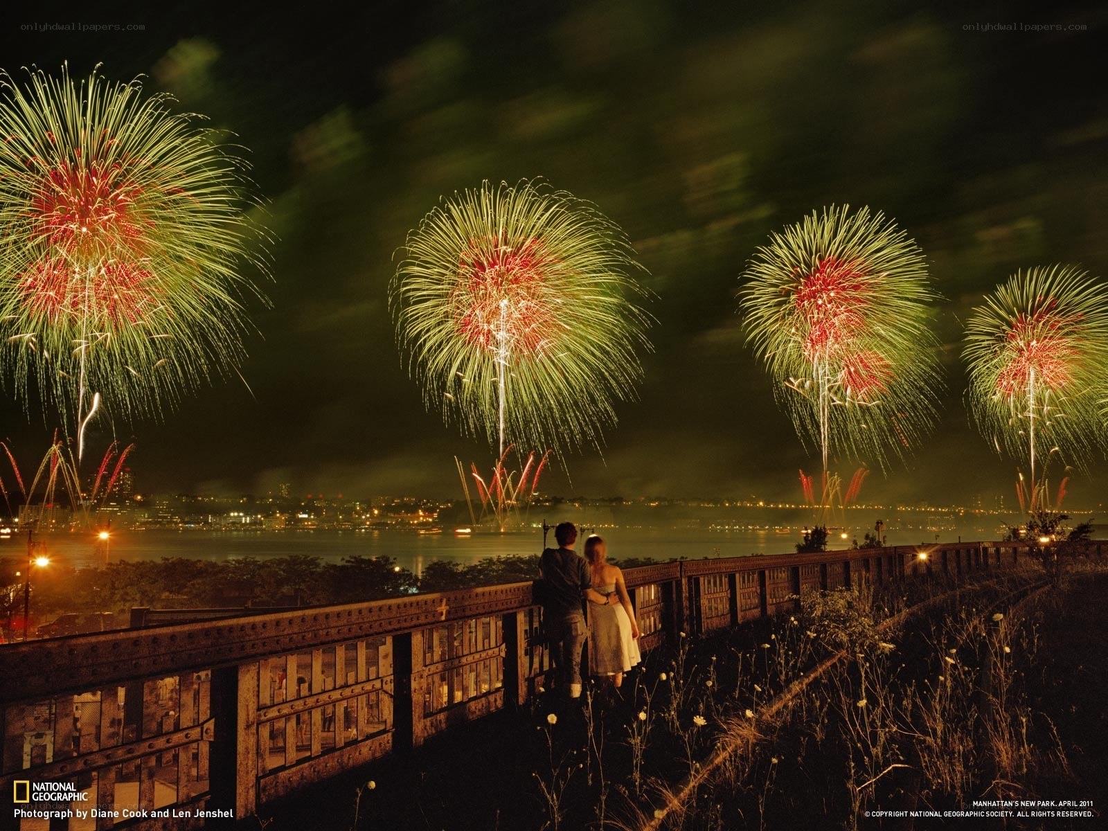 Couple watching fireworks