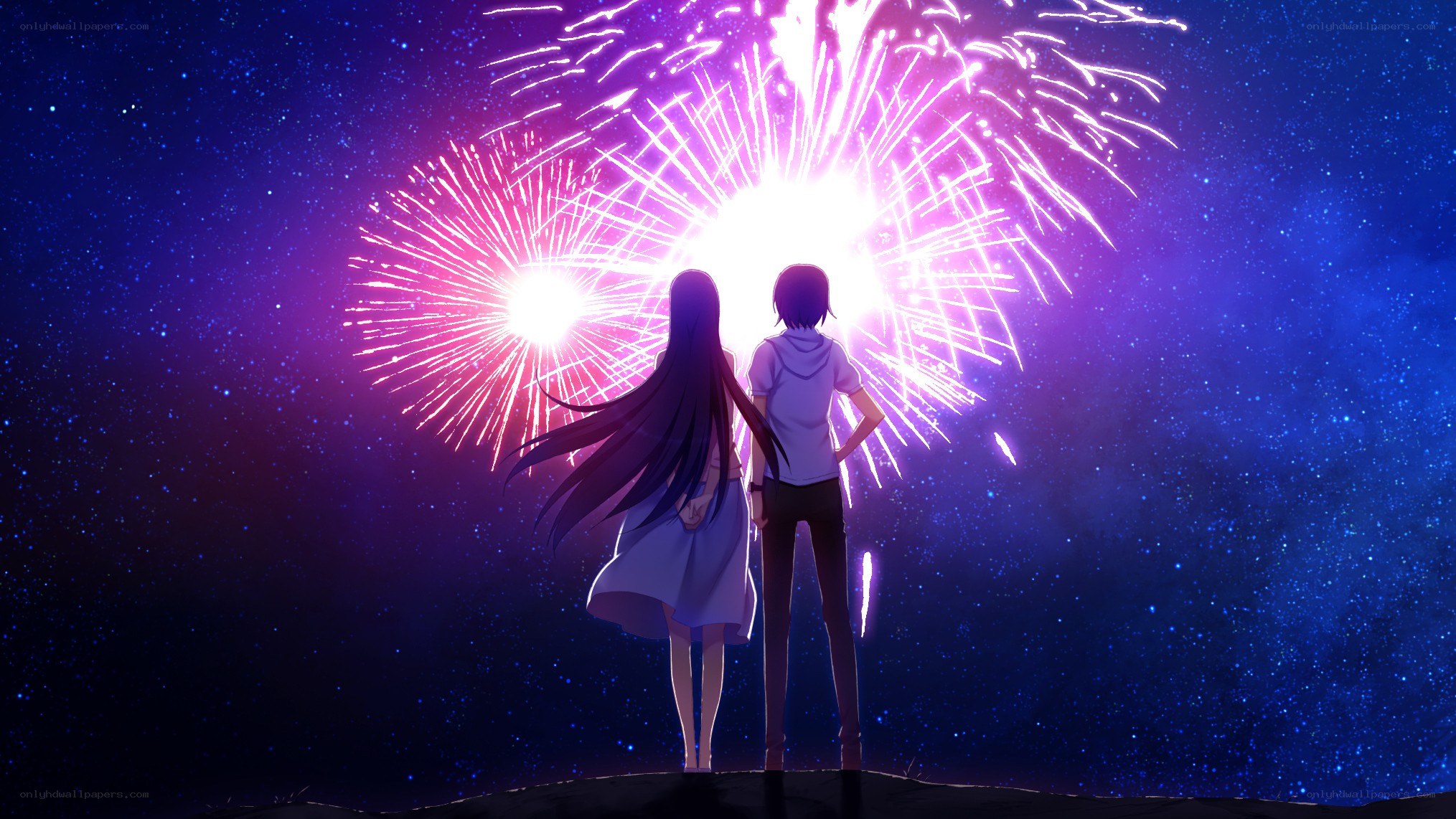 Couple watching fireworks