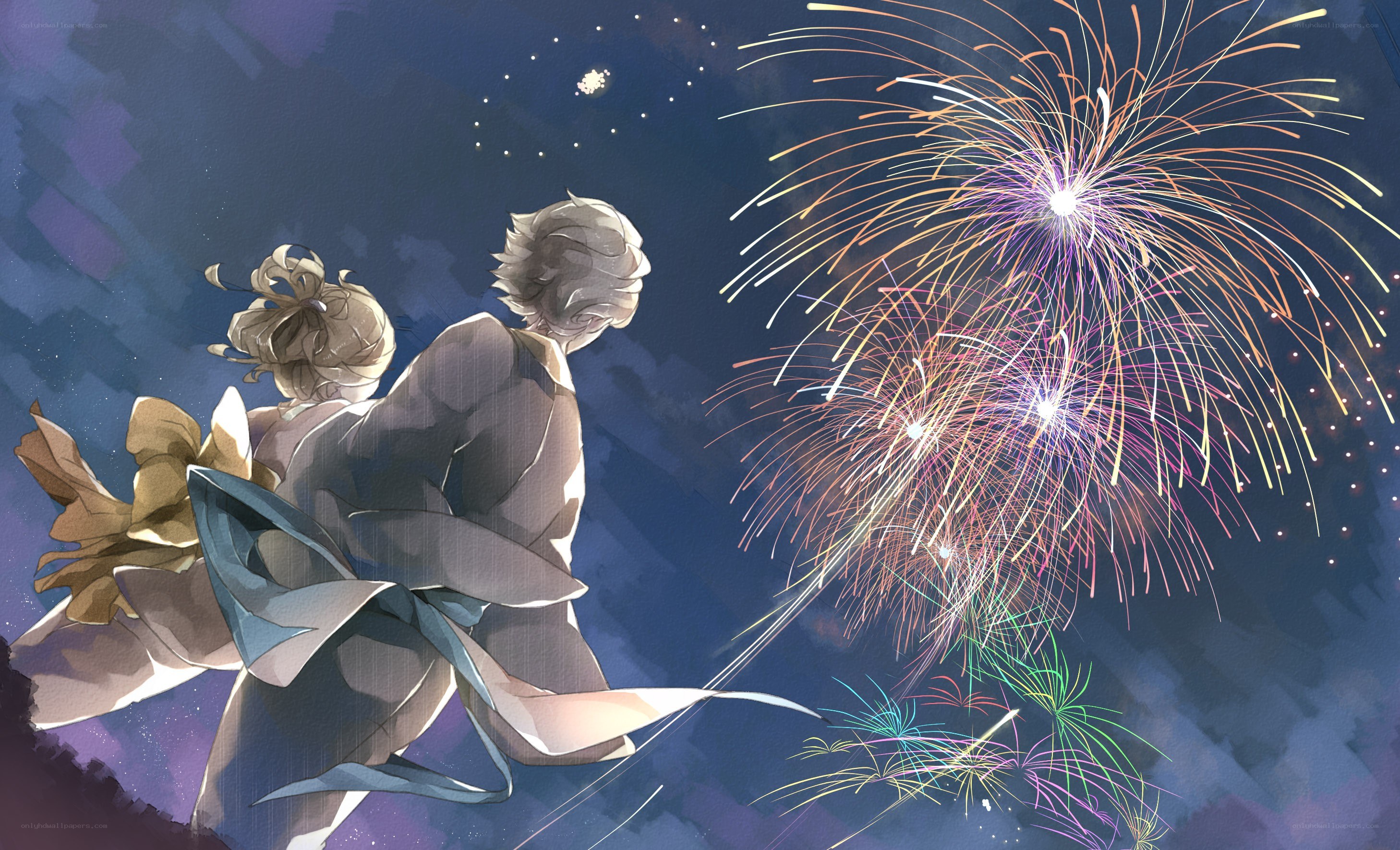 Couple watching fireworks