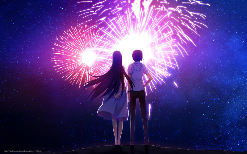 couple watching fireworks