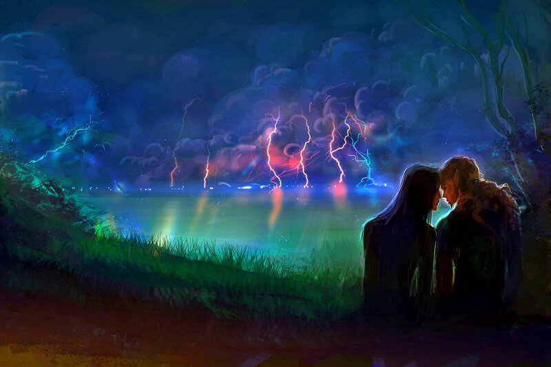 Couple Watching Lightning