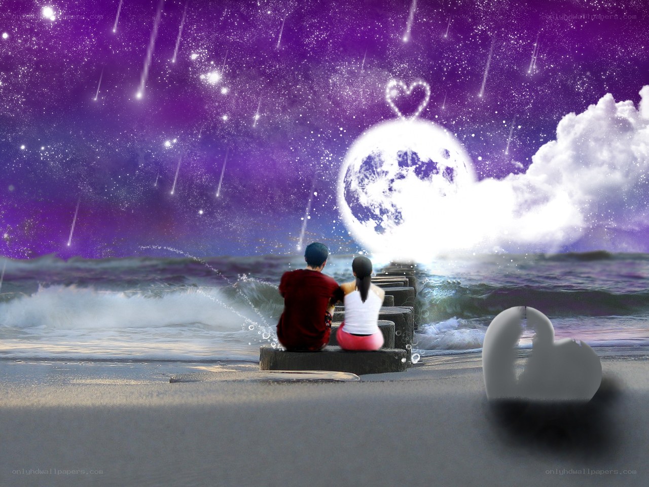 Couple watching meteor shower