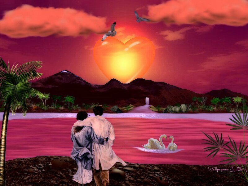 Couple Watching Sunset — Pink