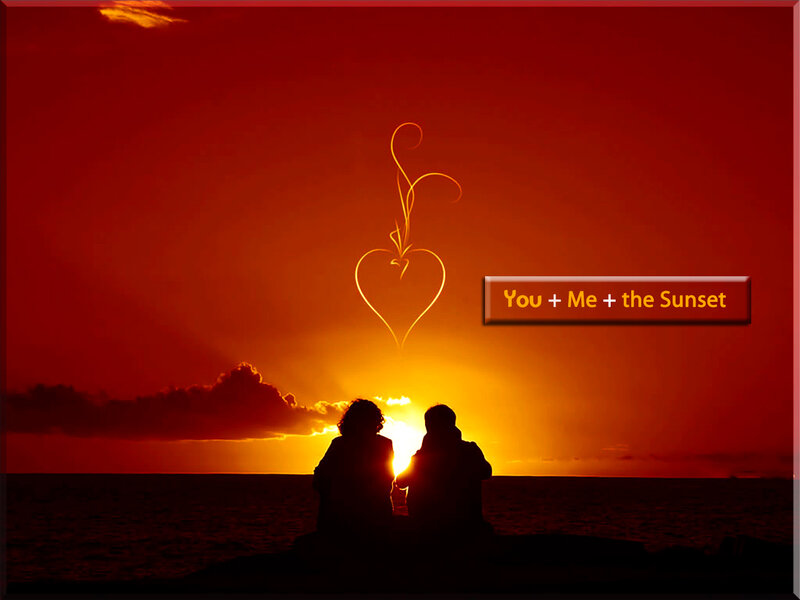 Couple Watching Sunset — Red, Romantic