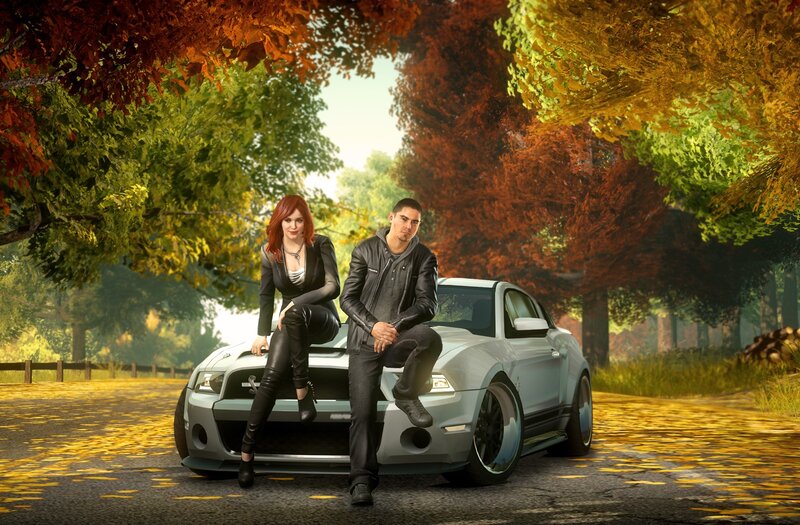 Couple with a sports car