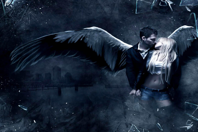 Couple with Angel Wings — Blue, Dramatic