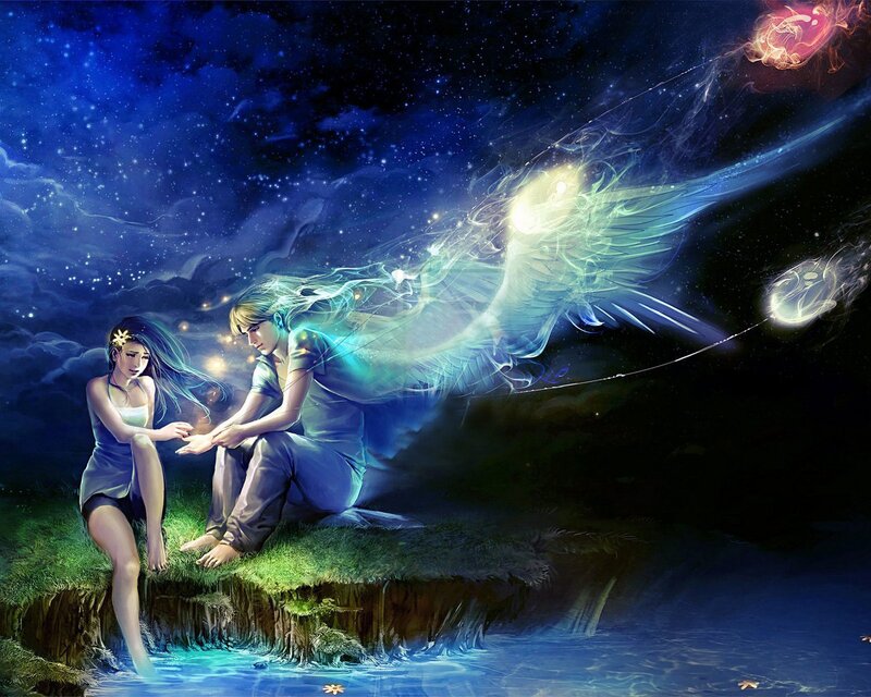 Couple with Angel Wings — Blue