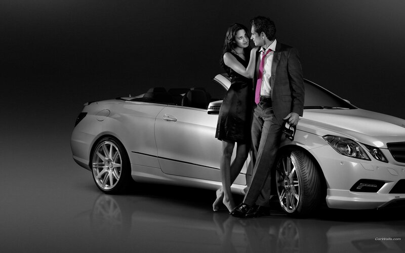 Couple with Convertible Car — Black