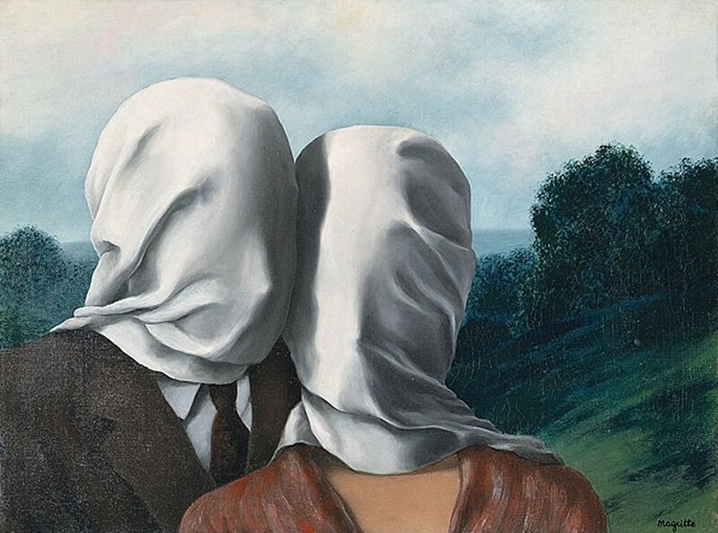 Couple with Covered Faces — White