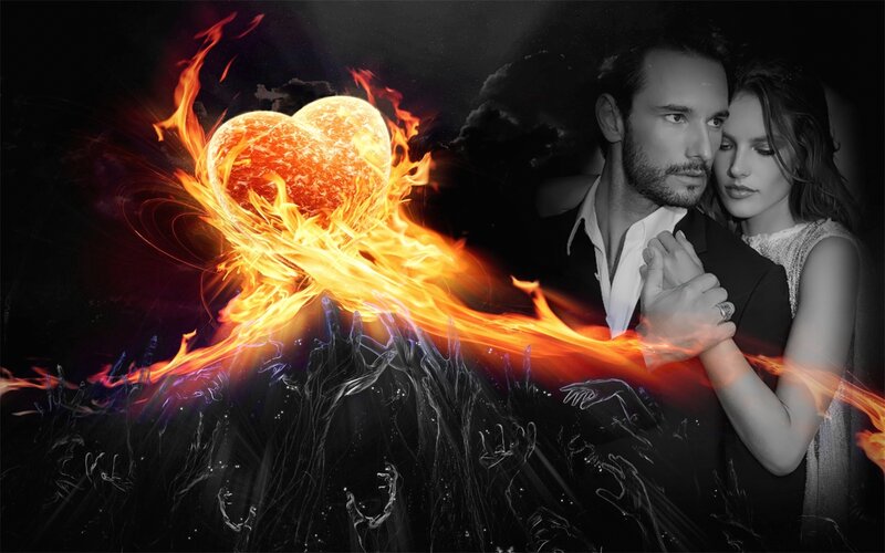 Couple with Flaming Heart