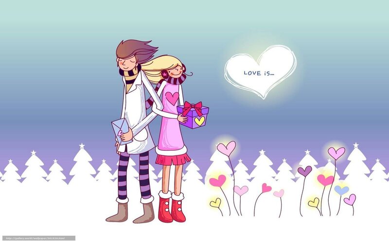 couple with gifts in winter