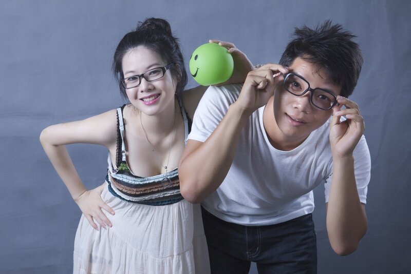 Couple with green ball