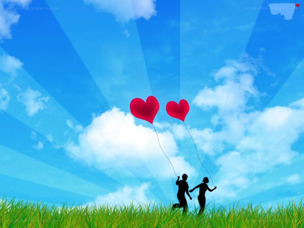 Couple with heart balloons