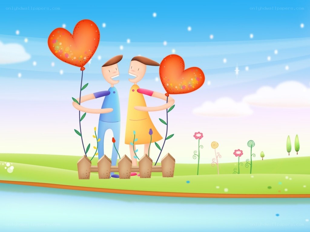 Couple with heart balloons