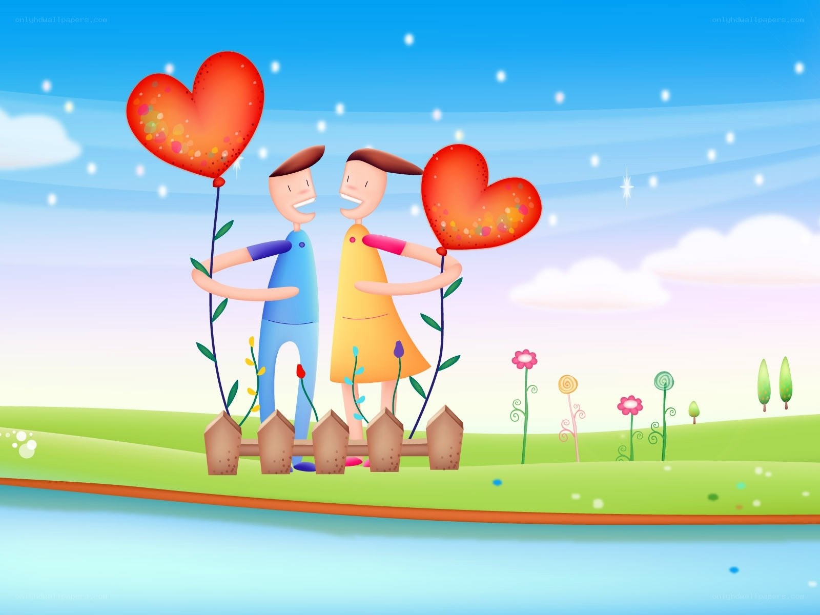 Couple with heart balloons