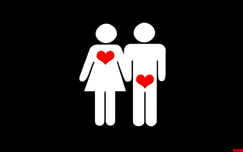 Couple with Hearts — Black