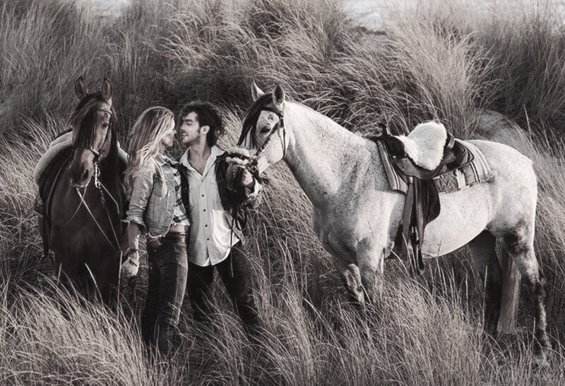 Couple with Horses — Black