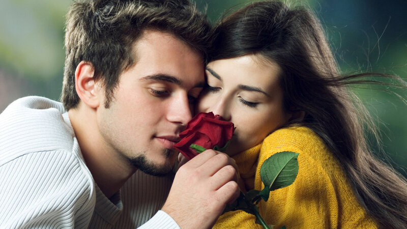 couple with red rose