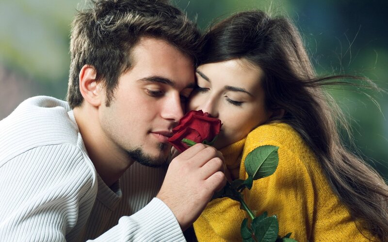 Couple with red rose