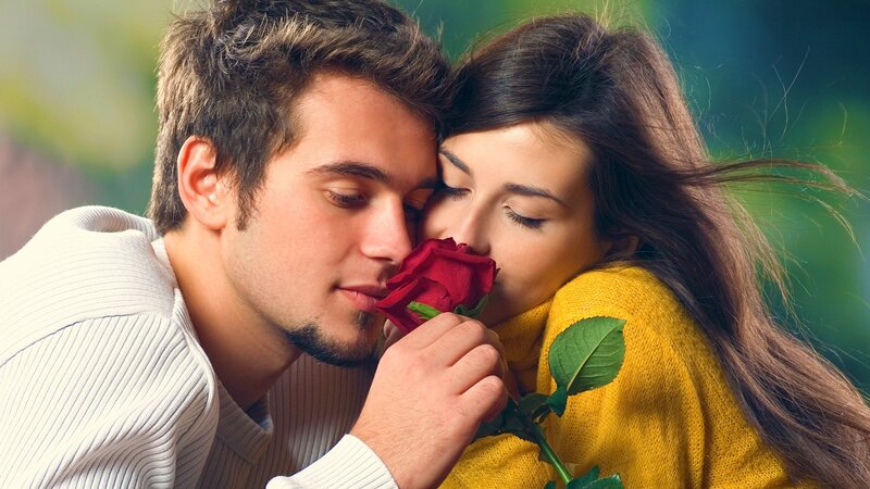 couple with red rose