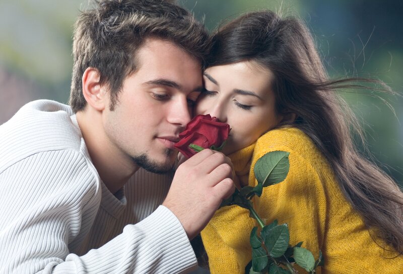 Couple with red rose