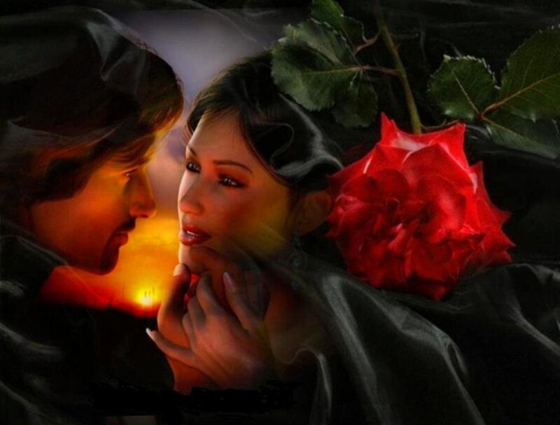 Couple with Red Rose — Dramatic
