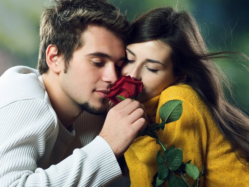 Couple with Red Rose — Intimate, Photograph