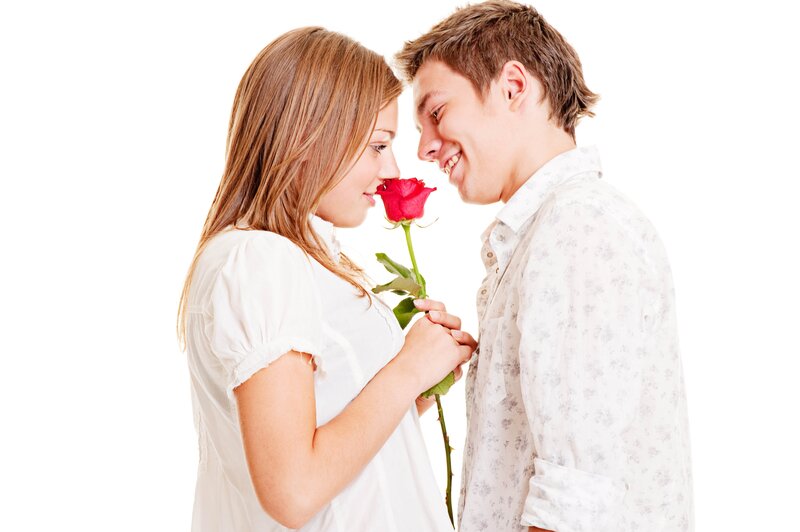 Couple with Red Rose — White