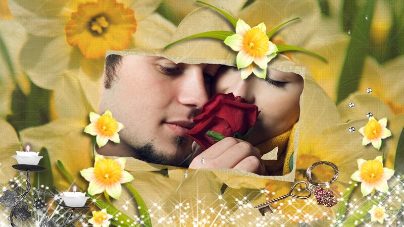 Couple with Red Rose — Yellow