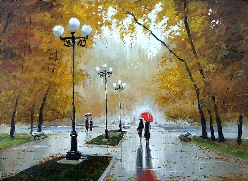 Couple with Red Umbrella