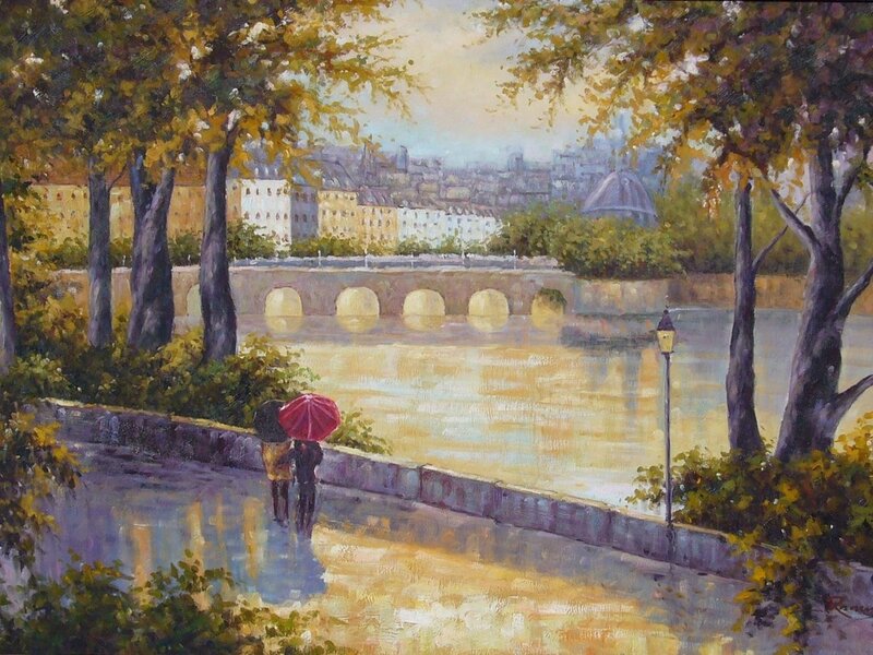 Couple with Red Umbrella — Yellow