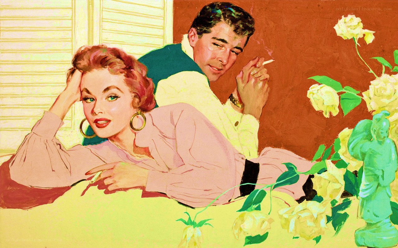 Couple with roses and cigarette